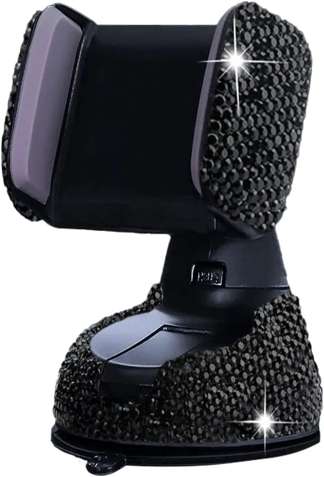 Bling Car Phone Holder, 360°Adjustable Crystal Auto Phone Mount Universal Rhinestone Car Stand Phone Holder Car Accessories for Windshield Dashboard and Air Outlet