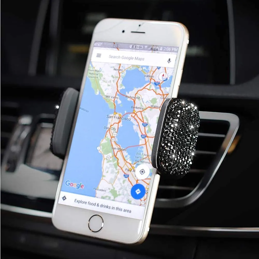 Bling Car Phone Holder, 360°Adjustable Crystal Auto Phone Mount Universal Rhinestone Car Stand Phone Holder Car Accessories for Windshield Dashboard and Air Outlet