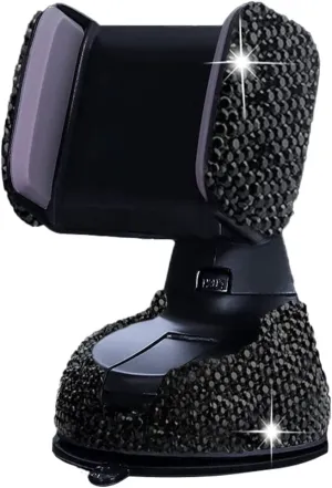 Bling Car Phone Holder, 360°Adjustable Crystal Auto Phone Mount Universal Rhinestone Car Stand Phone Holder Car Accessories for Windshield Dashboard and Air Outlet