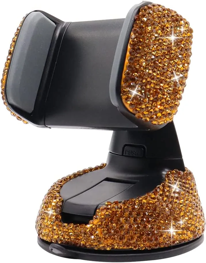 Bling Car Phone Holder, 360°Adjustable Crystal Auto Phone Mount Universal Rhinestone Car Stand Phone Holder Car Accessories for Windshield Dashboard and Air Outlet