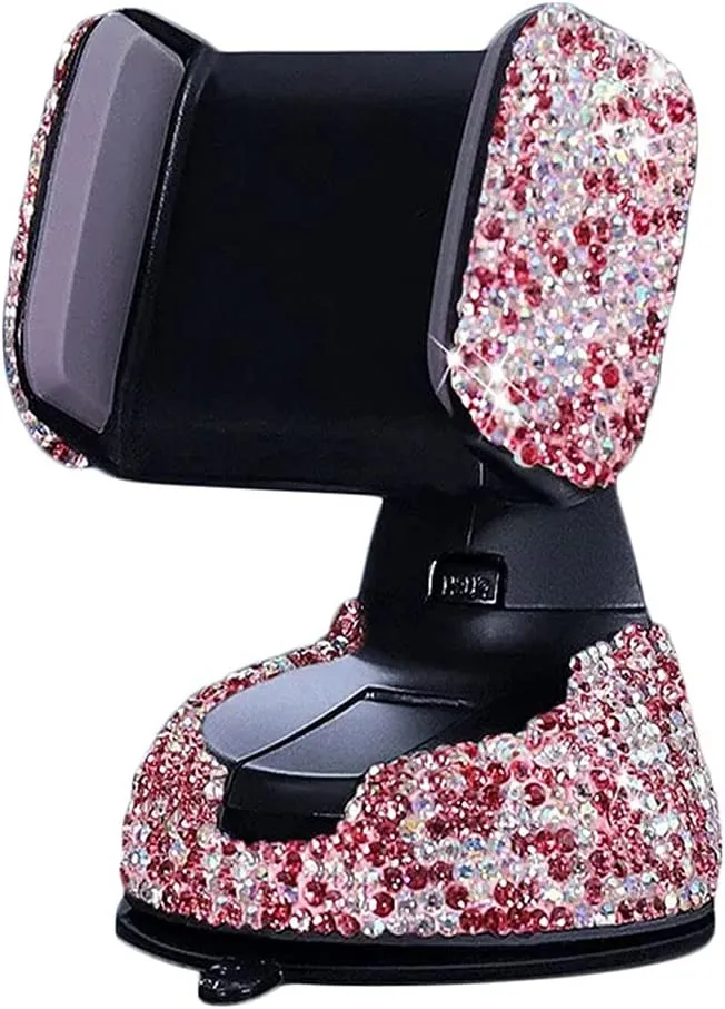 Bling Car Phone Holder, 360°Adjustable Crystal Auto Phone Mount Universal Rhinestone Car Stand Phone Holder Car Accessories for Windshield Dashboard and Air Outlet