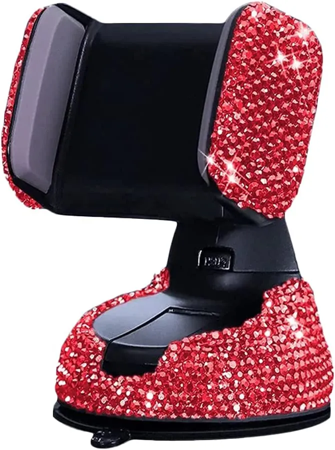 Bling Car Phone Holder, 360°Adjustable Crystal Auto Phone Mount Universal Rhinestone Car Stand Phone Holder Car Accessories for Windshield Dashboard and Air Outlet