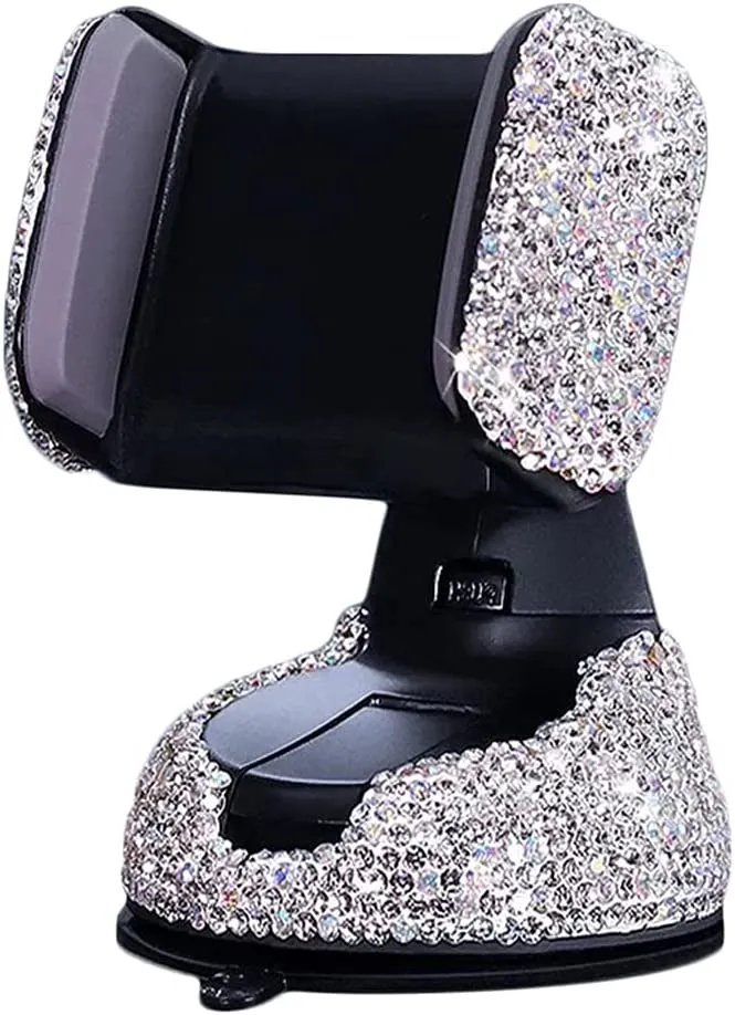 Bling Car Phone Holder, 360°Adjustable Crystal Auto Phone Mount Universal Rhinestone Car Stand Phone Holder Car Accessories for Windshield Dashboard and Air Outlet