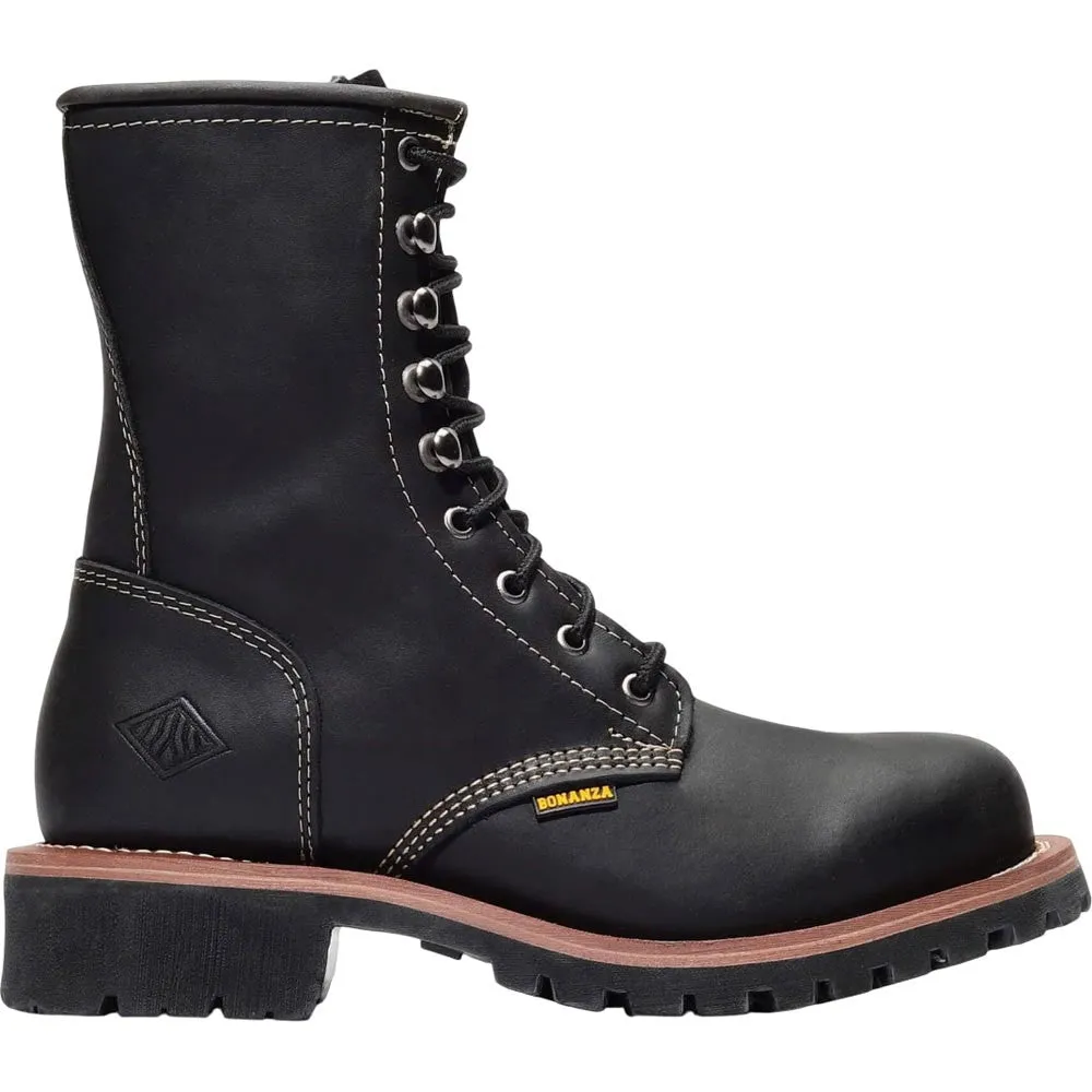 Bonanza 9" Black Steel Toe Logger Work Boots