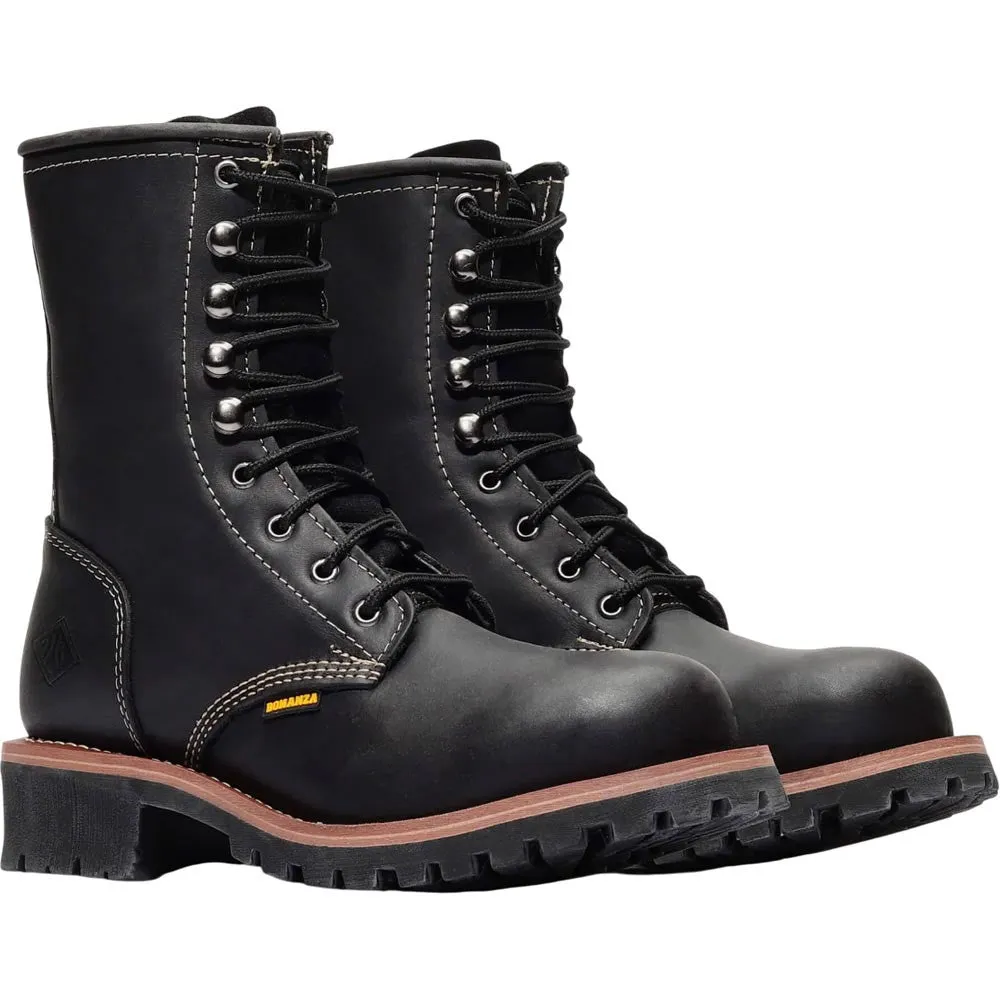 Bonanza 9" Black Steel Toe Logger Work Boots