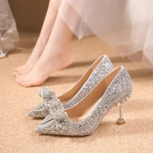 Bow Rhinestone High Heels
