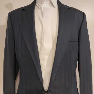Carl Meyers Slate Blue Stripe Mens Suit with Two Vests