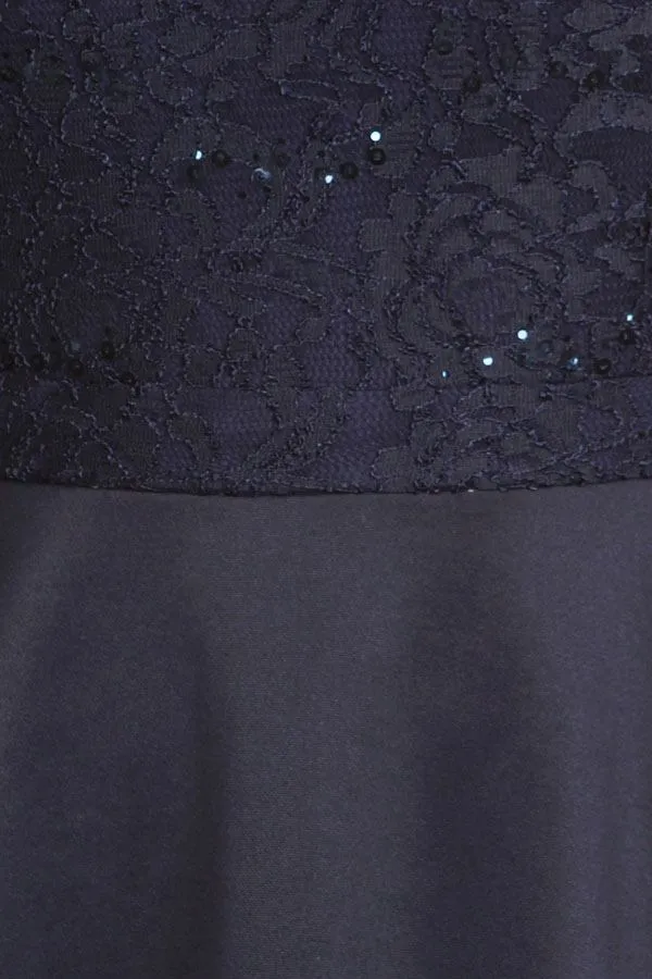 Celavie 6382 Chiffon Lace Top Knee-Length Cocktail Dress