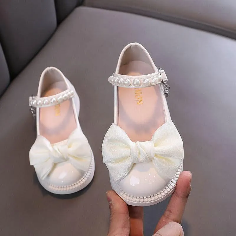 Classic Princess Pearl Bow Shoes Elegant Girls’ Shoes in Multiple Colors