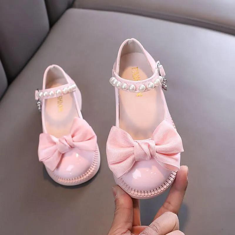 Classic Princess Pearl Bow Shoes Elegant Girls’ Shoes in Multiple Colors