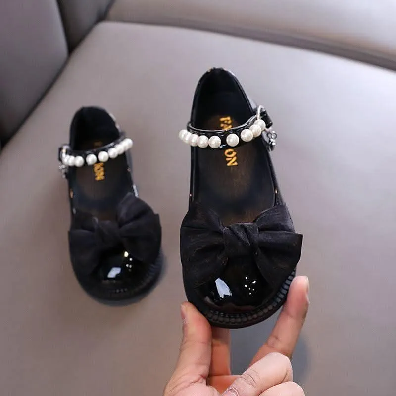 Classic Princess Pearl Bow Shoes Elegant Girls’ Shoes in Multiple Colors