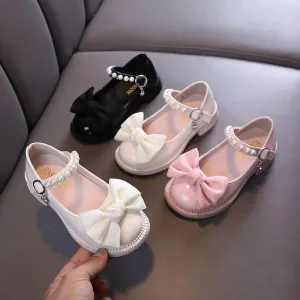 Classic Princess Pearl Bow Shoes Elegant Girls’ Shoes in Multiple Colors