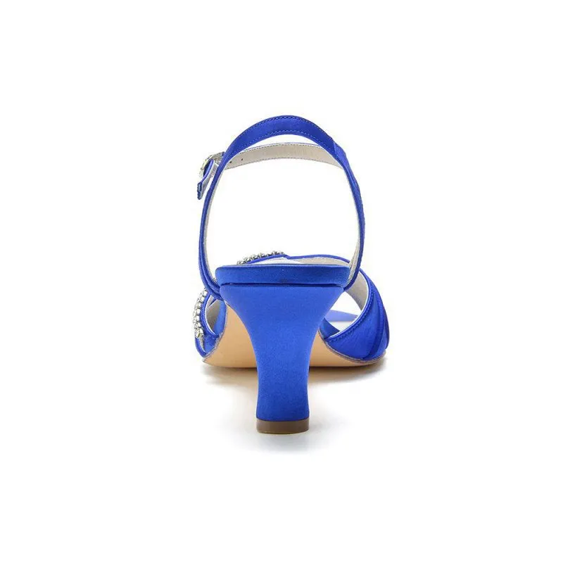 Classy Satin Heels Adorned with Accents