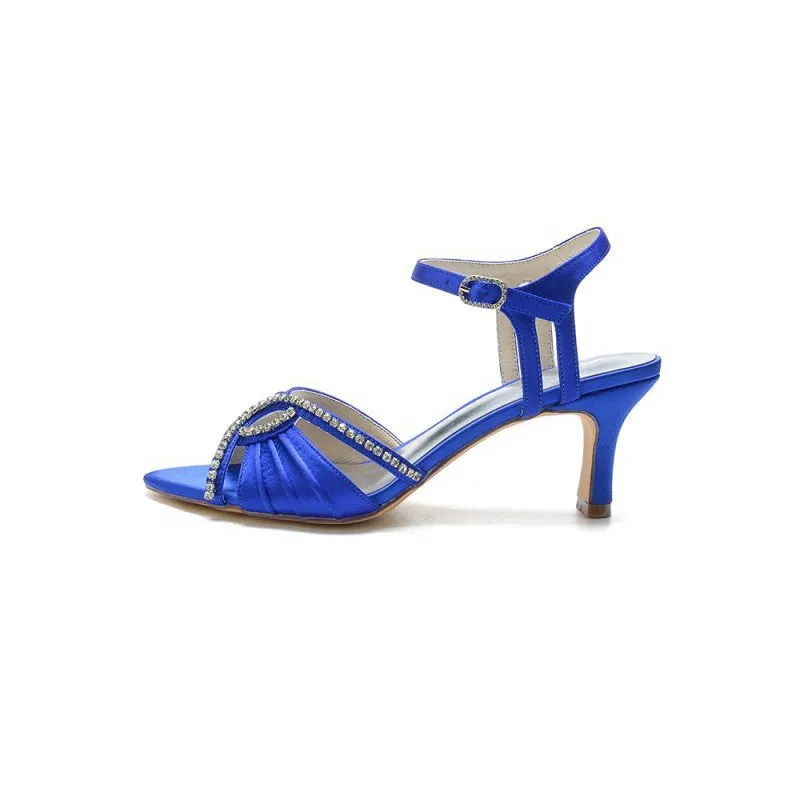 Classy Satin Heels Adorned with Accents