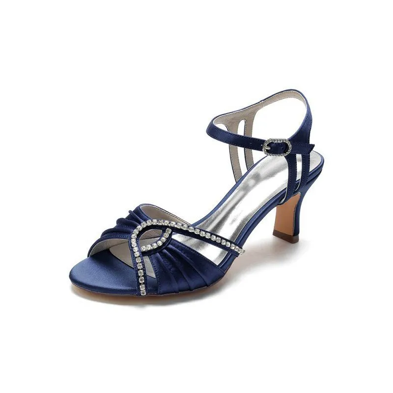 Classy Satin Heels Adorned with Accents