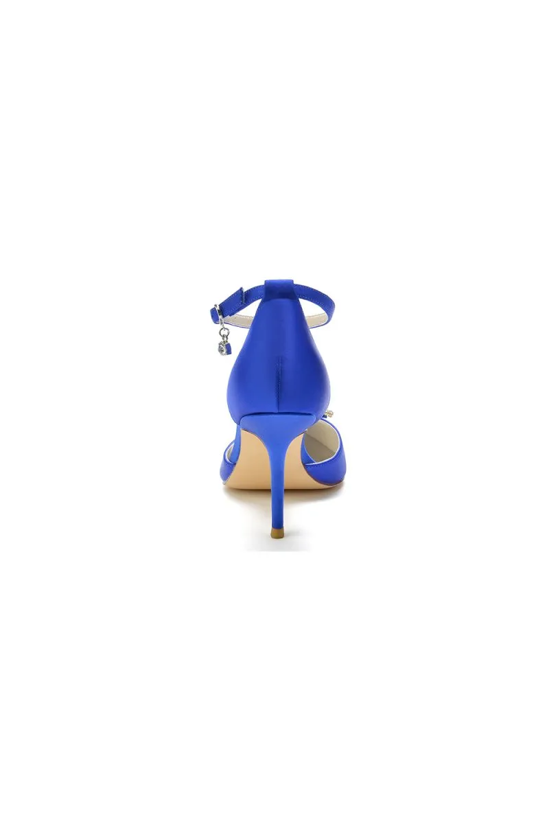 Cocktail Pointed Toe Crystal Buckle Strap Heels