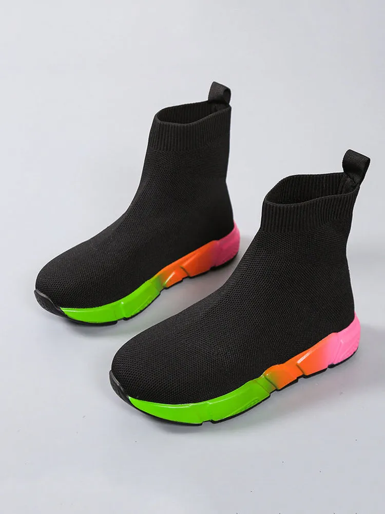 Color Block Knitted Platform Boots