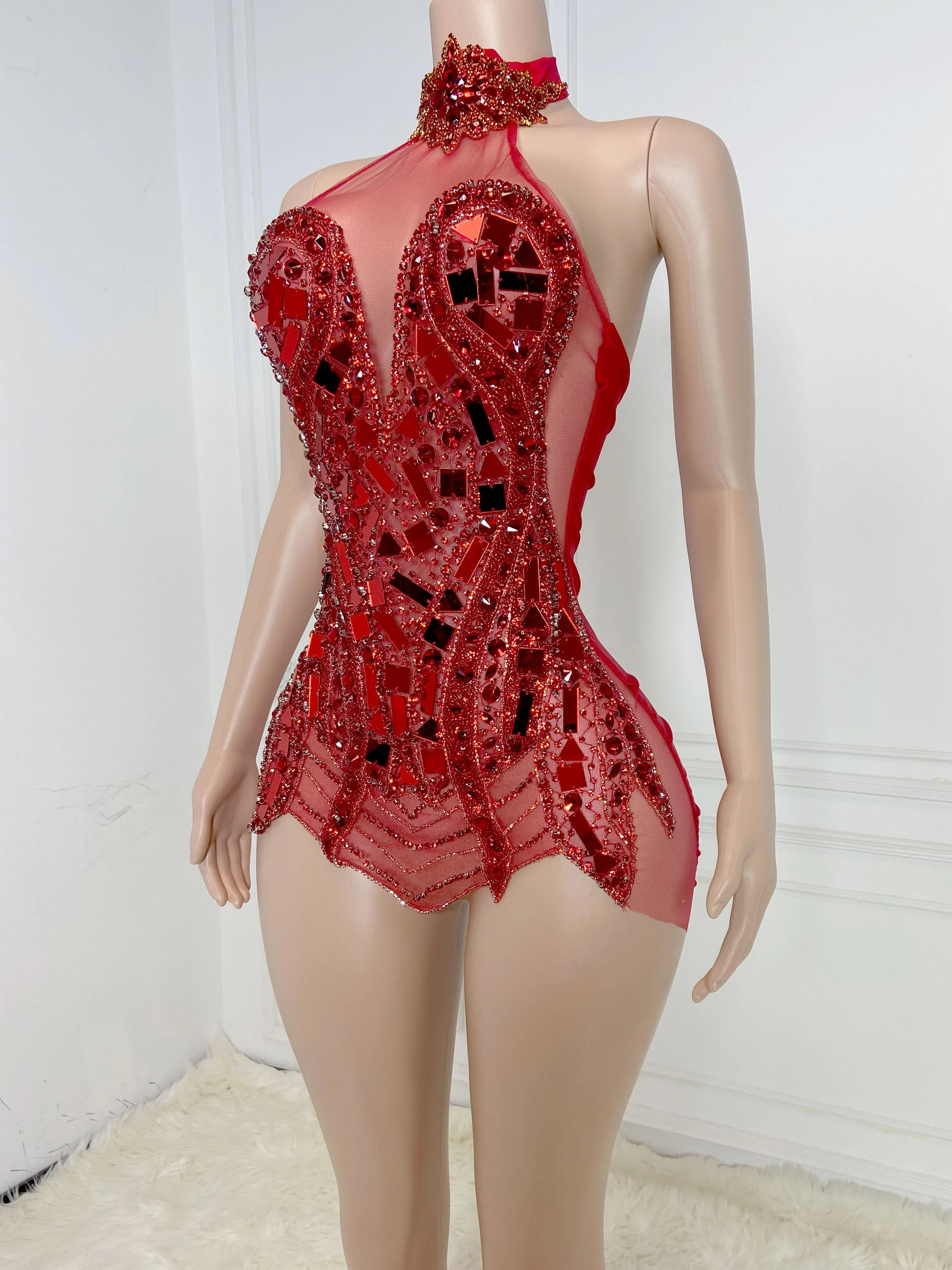 Crimson Elegance Mini Dress
