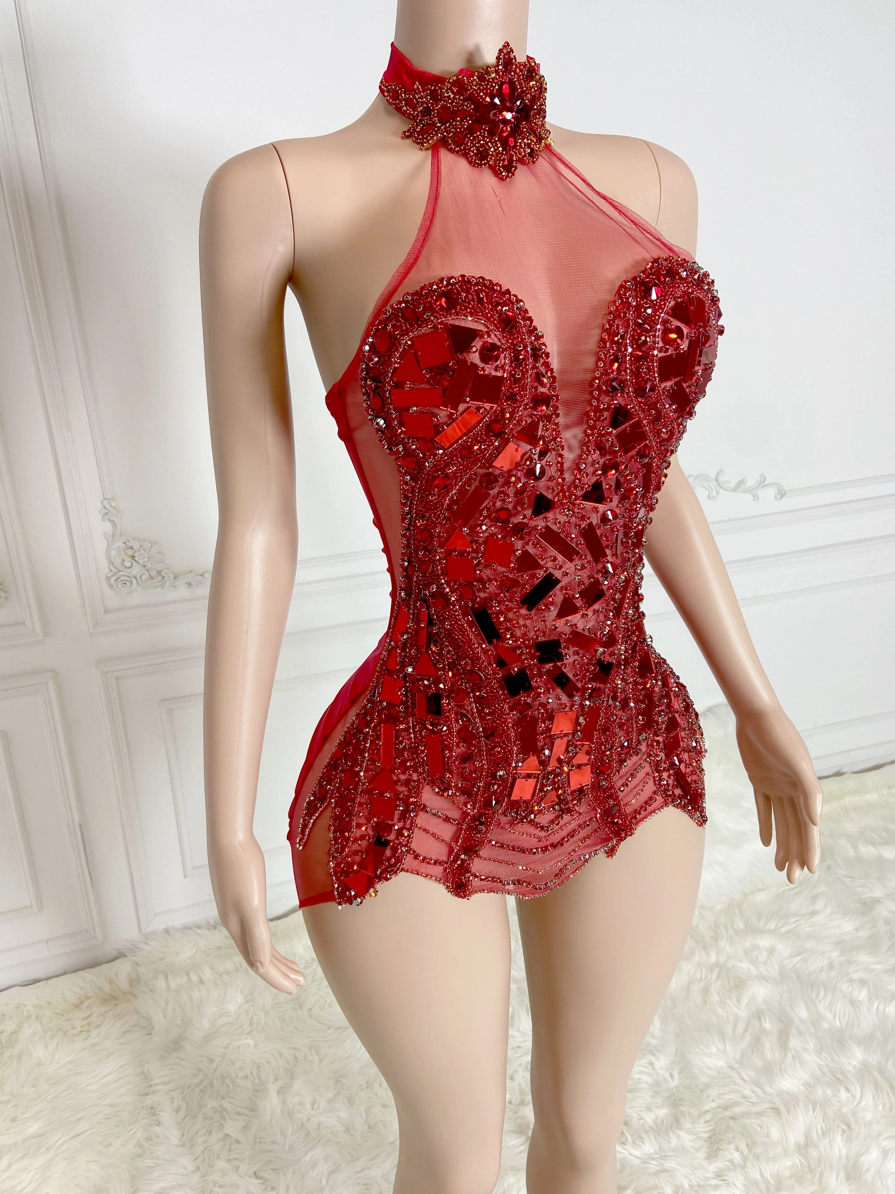 Crimson Elegance Mini Dress