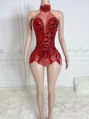 Crimson Elegance Mini Dress