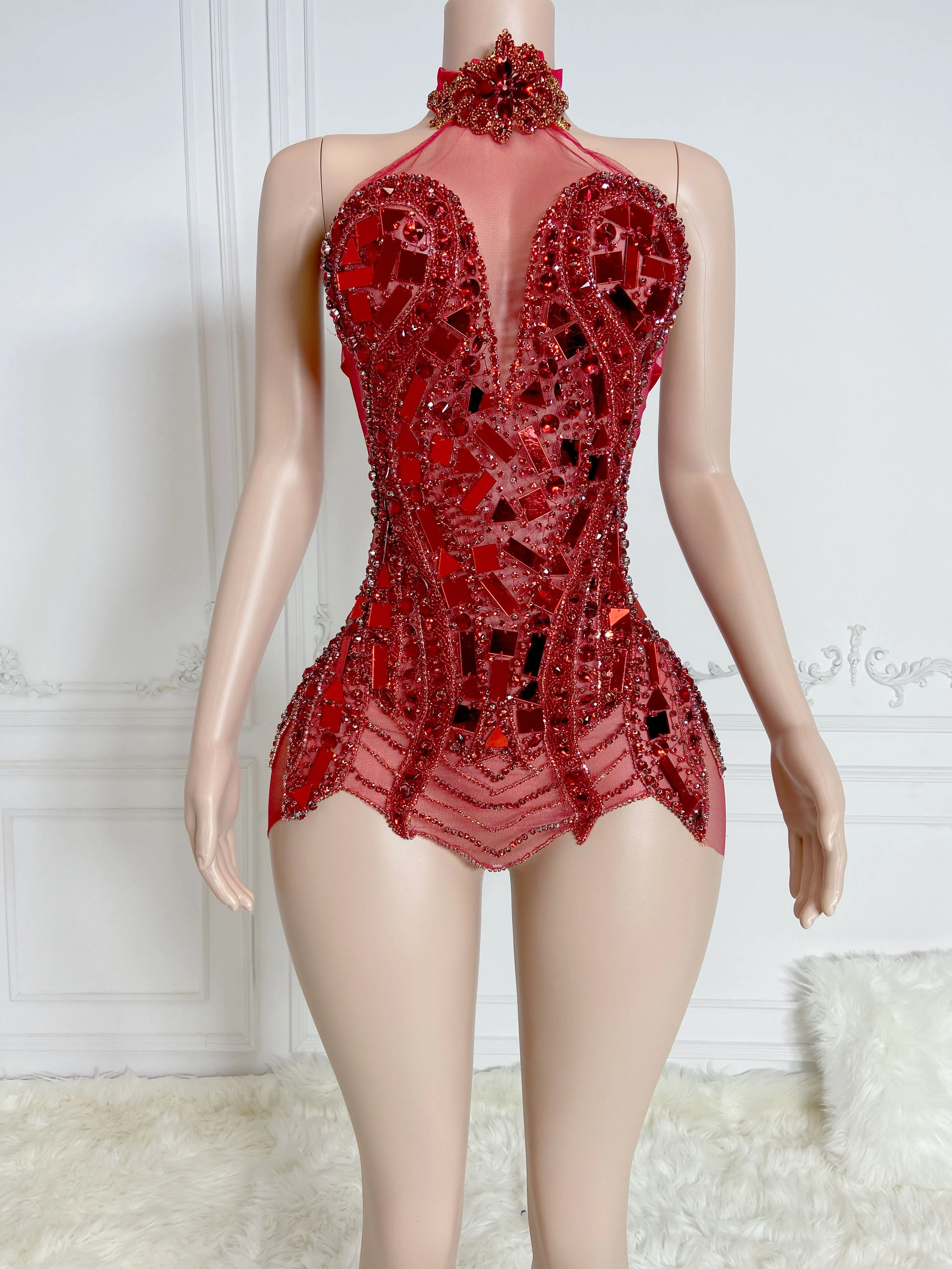 Crimson Elegance Mini Dress