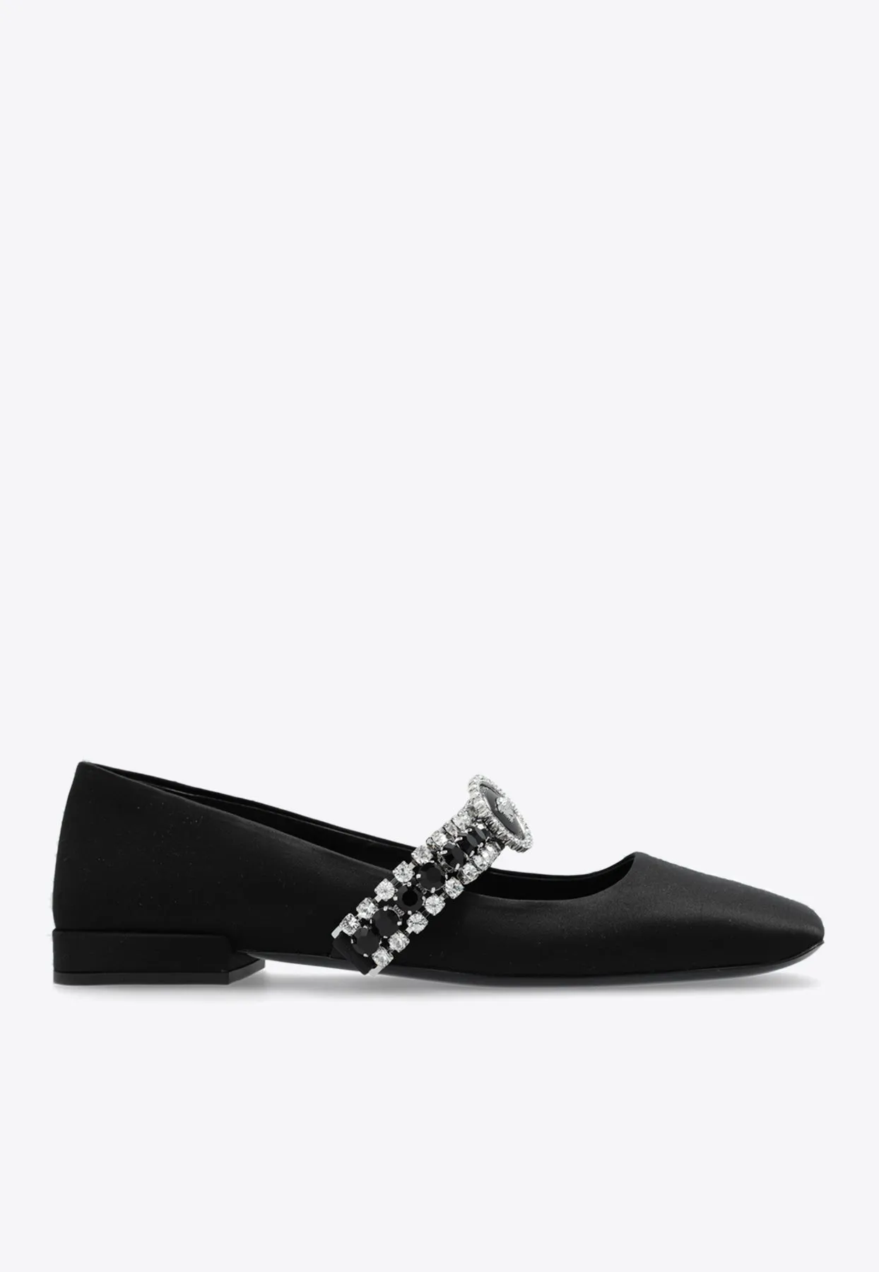 Crystal Gianni Ribbon Satin Ballet Flats