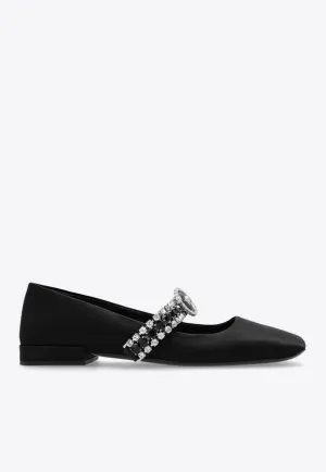Crystal Gianni Ribbon Satin Ballet Flats