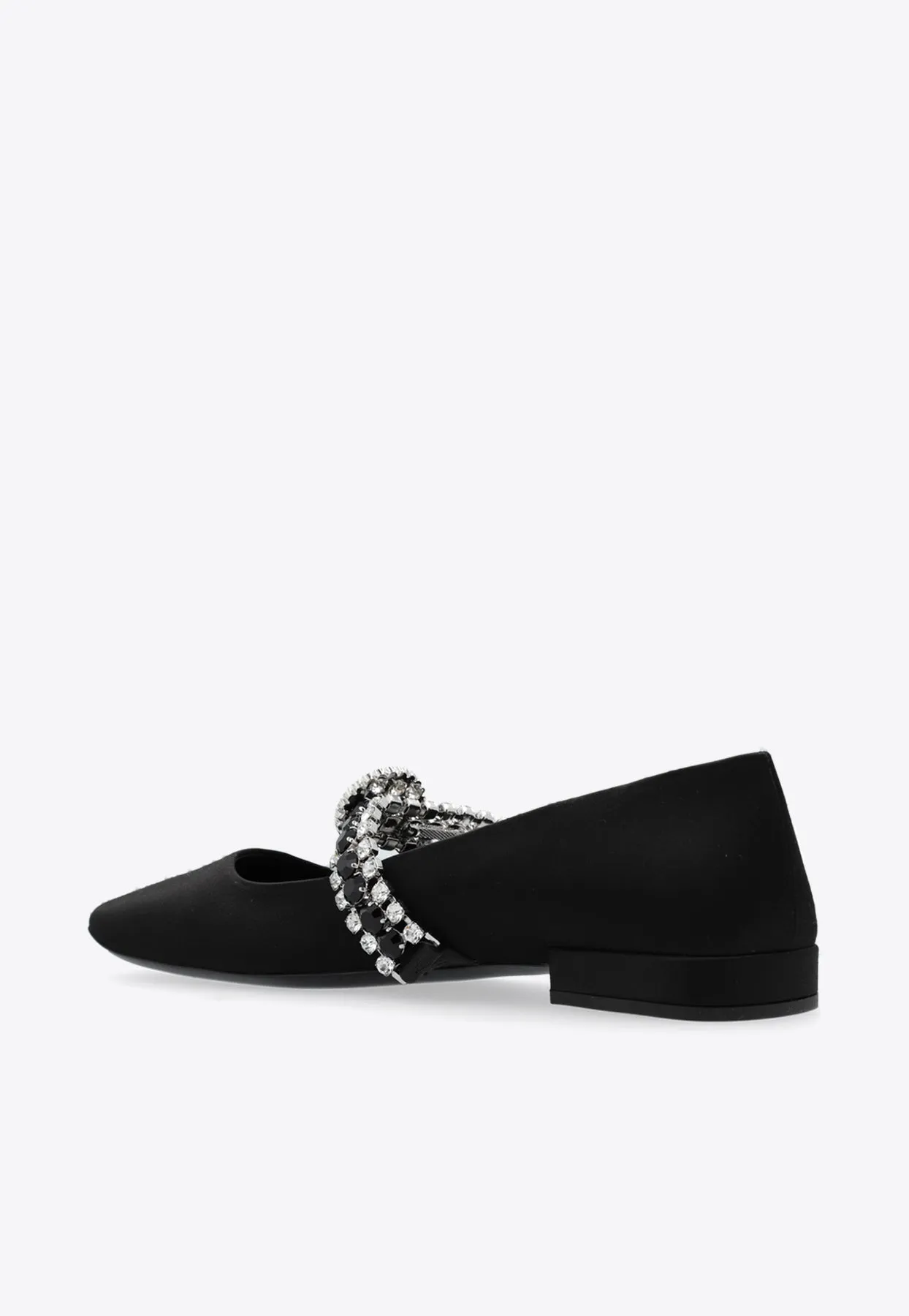 Crystal Gianni Ribbon Satin Ballet Flats