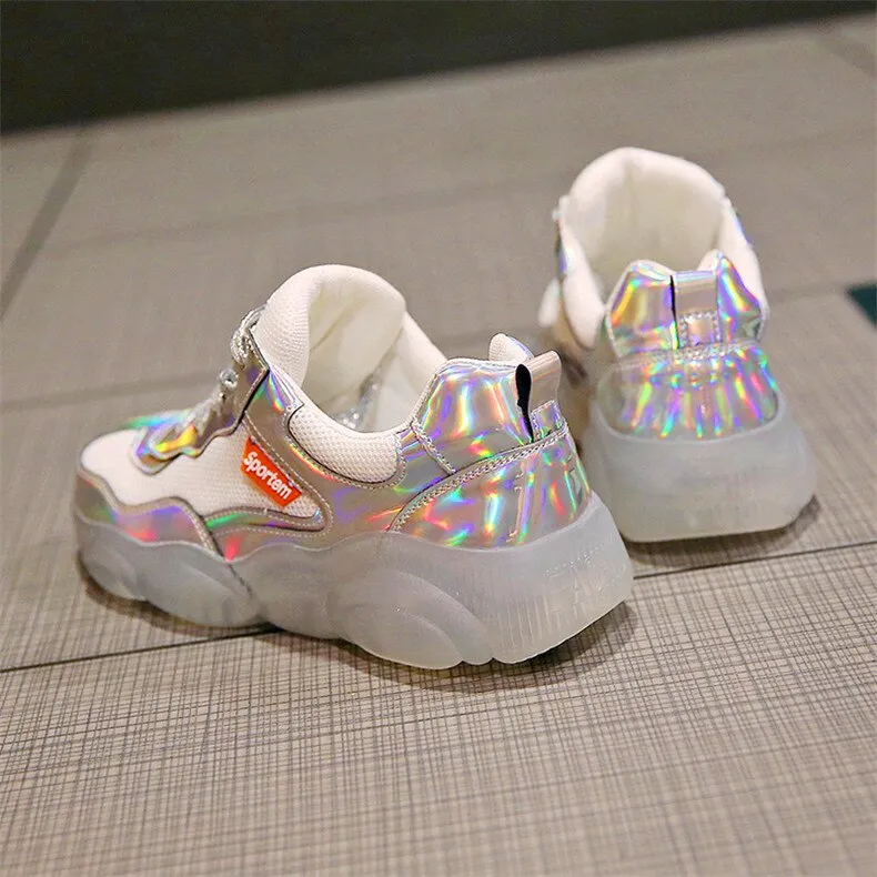 Crystal transparent bottom sports shoes wear non-slip ladies vulcanized shoes solid color bright temperament women's shoes