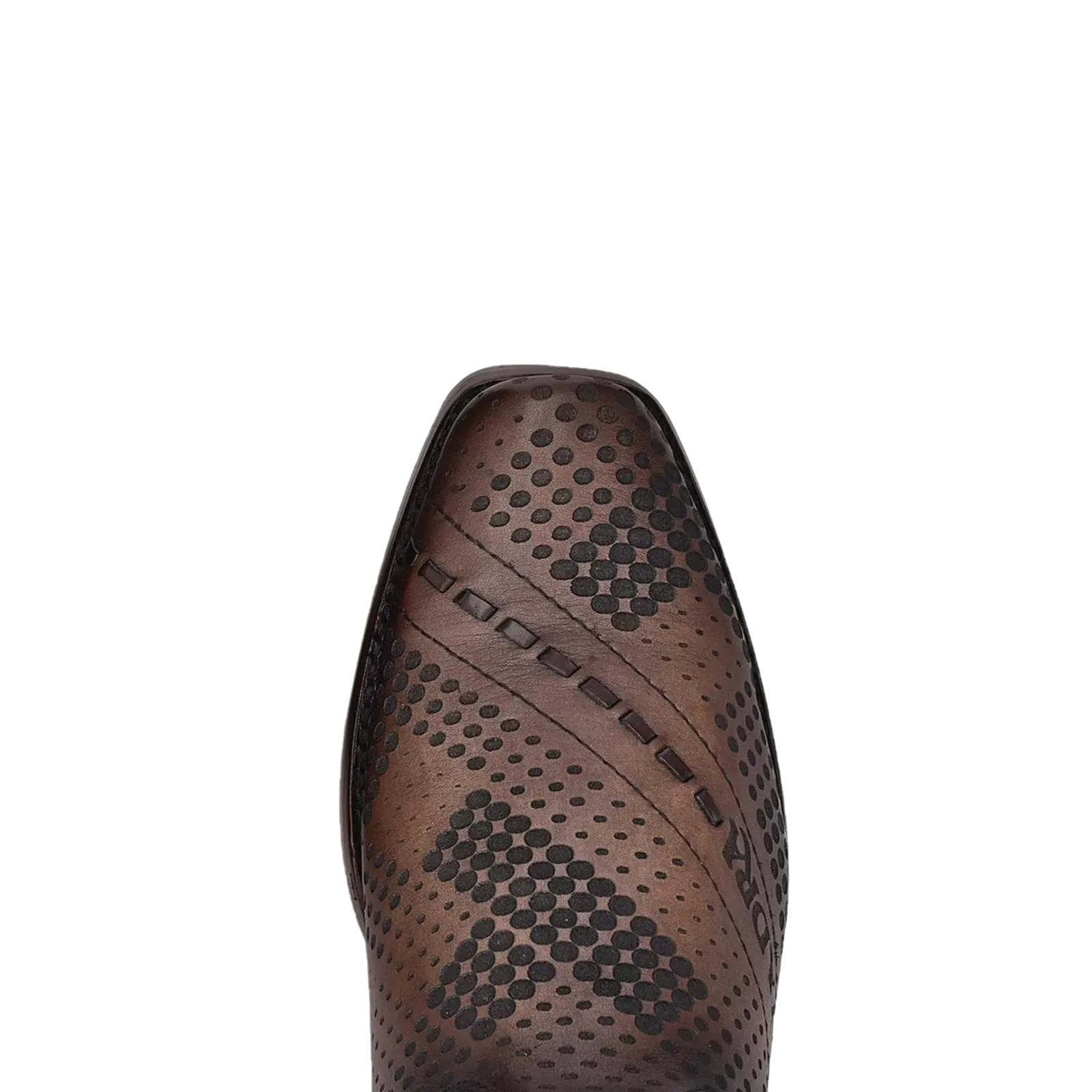 Cuadra Men's Laser & Woven Engraved Tornado Brown Leather Casual Boots