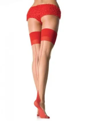 Cuban Heel Stocking - Nude/Red