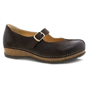 Dansko Women's Mika Chocolate Burnished Suede Mary Jane Leather 9606455300