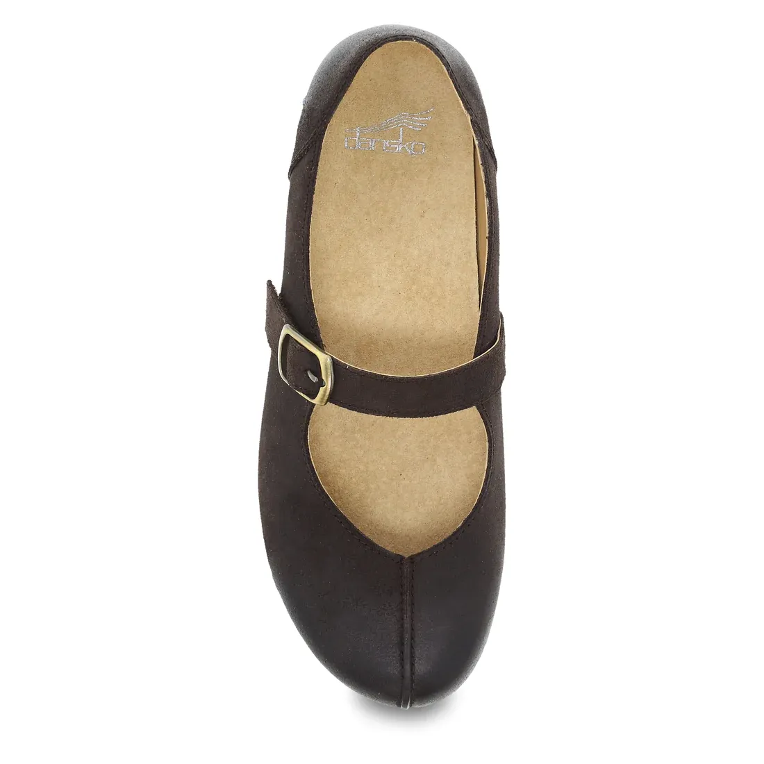 Dansko Women's Mika Chocolate Burnished Suede Mary Jane Leather 9606455300