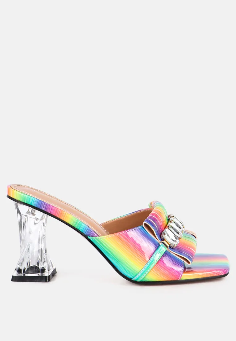 Deeba Diamante Embellishment Clear Spool Heel Sandals By Ruw