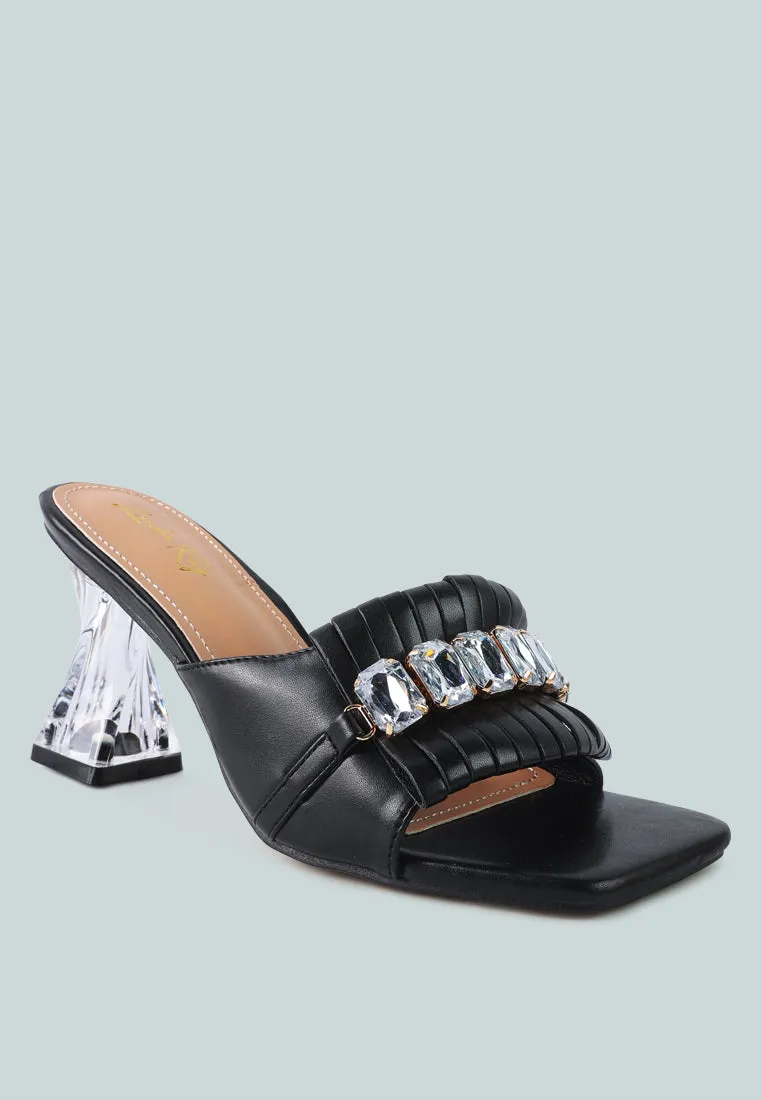 Deeba Diamante Embellishment Clear Spool Heel Sandals By Ruw