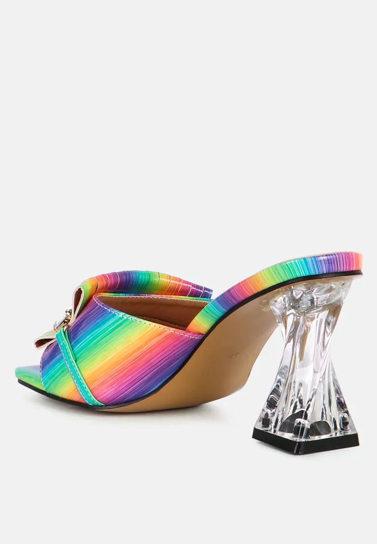 Deeba Diamante Embellishment Clear Spool Heel Sandals By Ruw