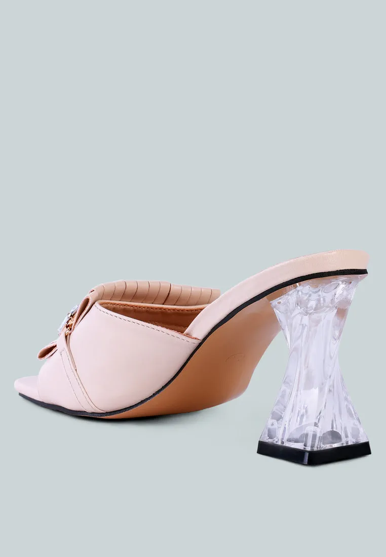 Deeba Diamante Embellishment Clear Spool Heel Sandals By Ruw