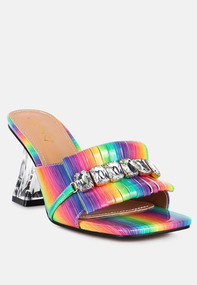 Deeba Diamante Embellishment Clear Spool Heel Sandals By Ruw