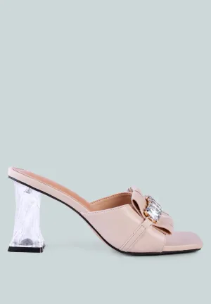 Deeba Diamante Embellishment Clear Spool Heel Sandals By Ruw