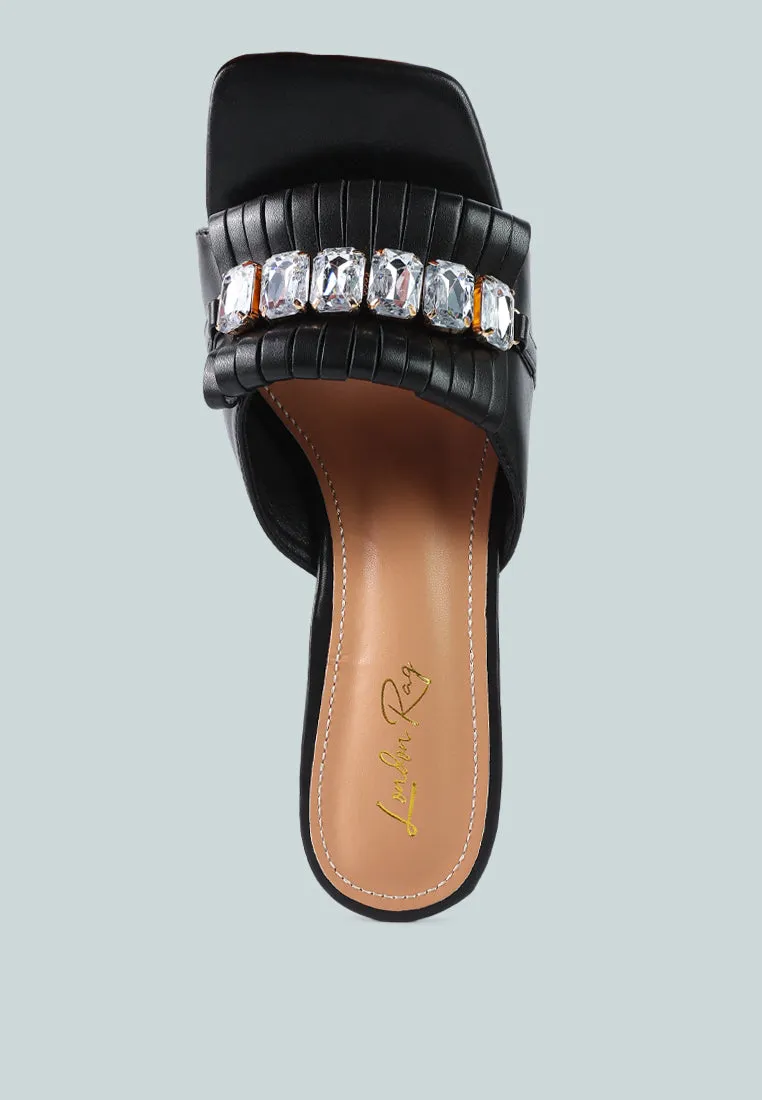 Deeba Diamante Embellishment Clear Spool Heel Sandals By Ruw