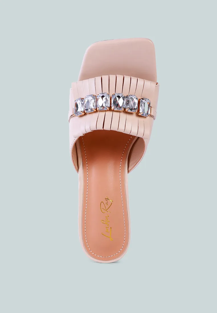 Deeba Diamante Embellishment Clear Spool Heel Sandals By Ruw