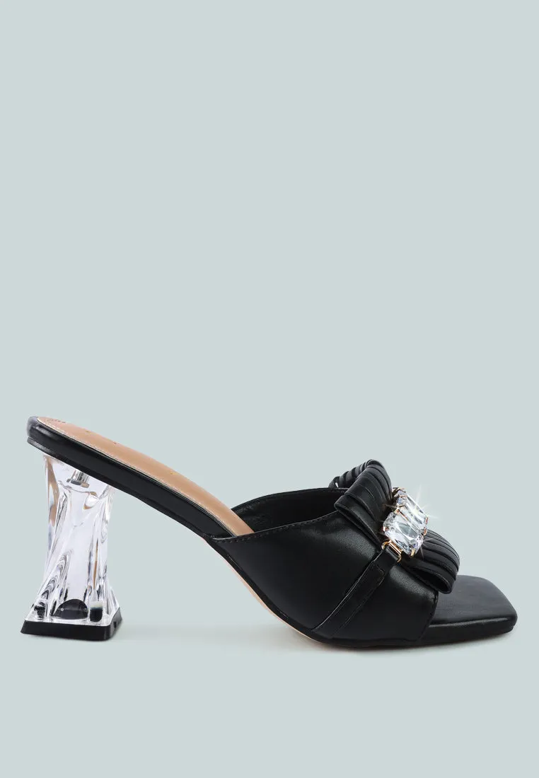 Deeba Diamante Embellishment Clear Spool Heel Sandals By Ruw