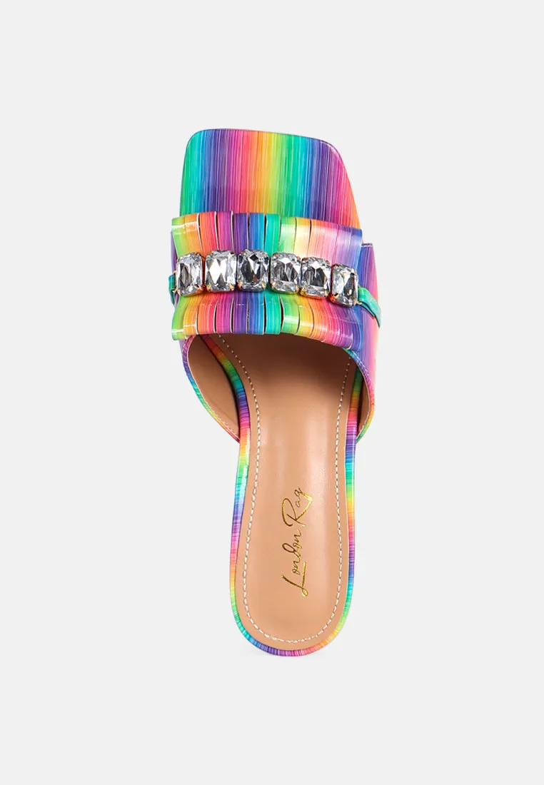 Deeba Diamante Embellishment Clear Spool Heel Sandals By Ruw