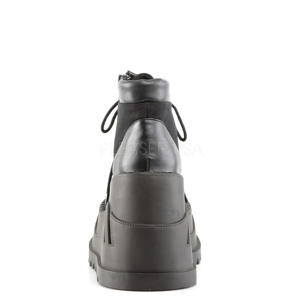 Demonia STOMP-10 Black Canvas-Vegan Leather Boots