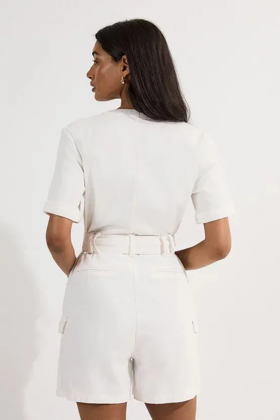 Denim Cargo Pocket Belted Playsuit