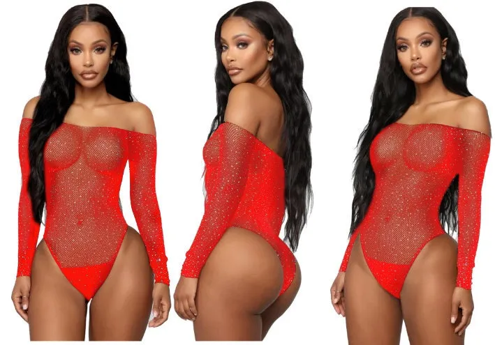Diamond Bodysuit | Sexy Bodysuit | Rhinestone Bodysuit | Womens Bodysuit | Womens Jumpsuit | Crystal Bodysuit | See Through Jumpsuit
