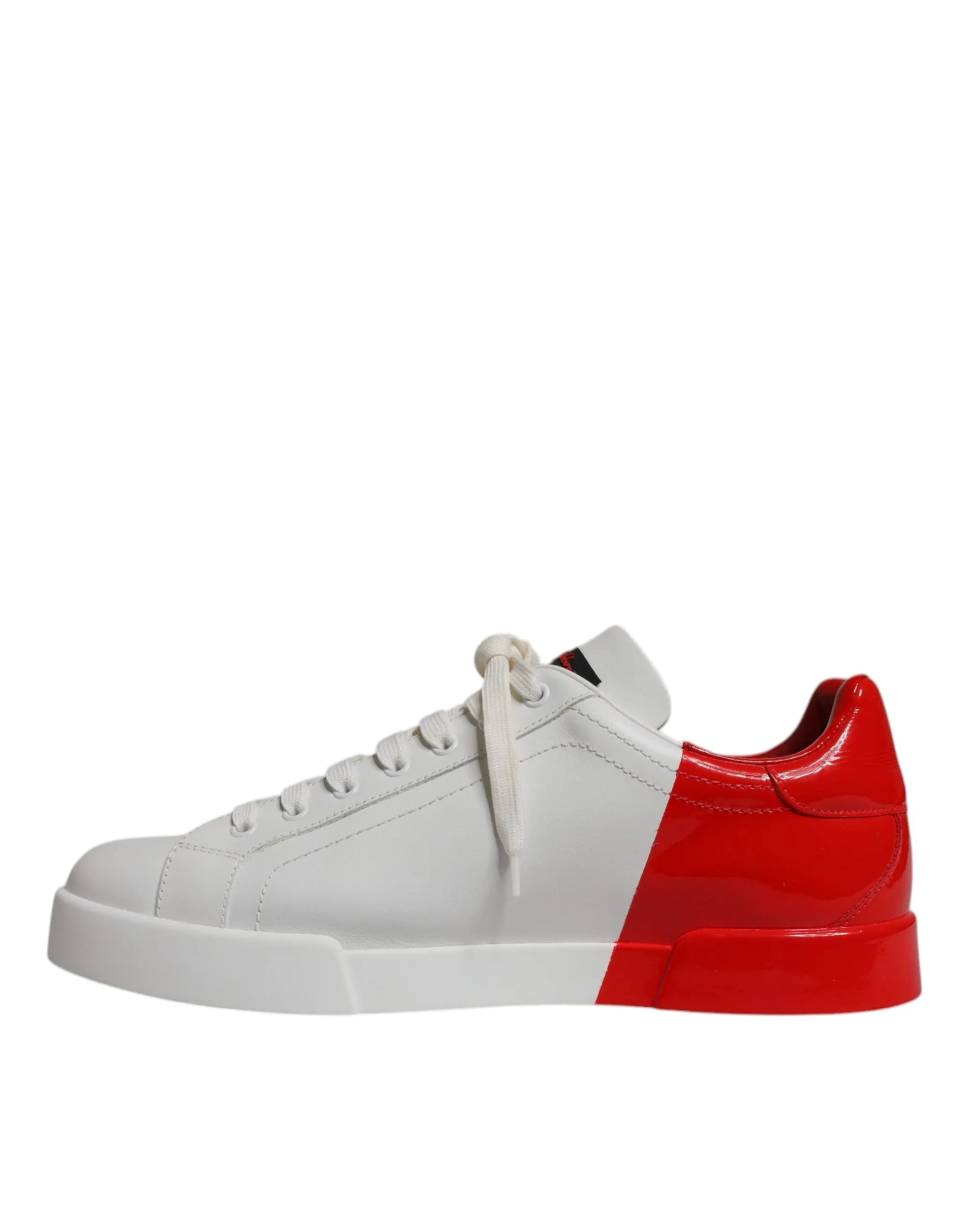 Dolce & Gabbana White Red Leather Logo Low Top Sneakers Shoes