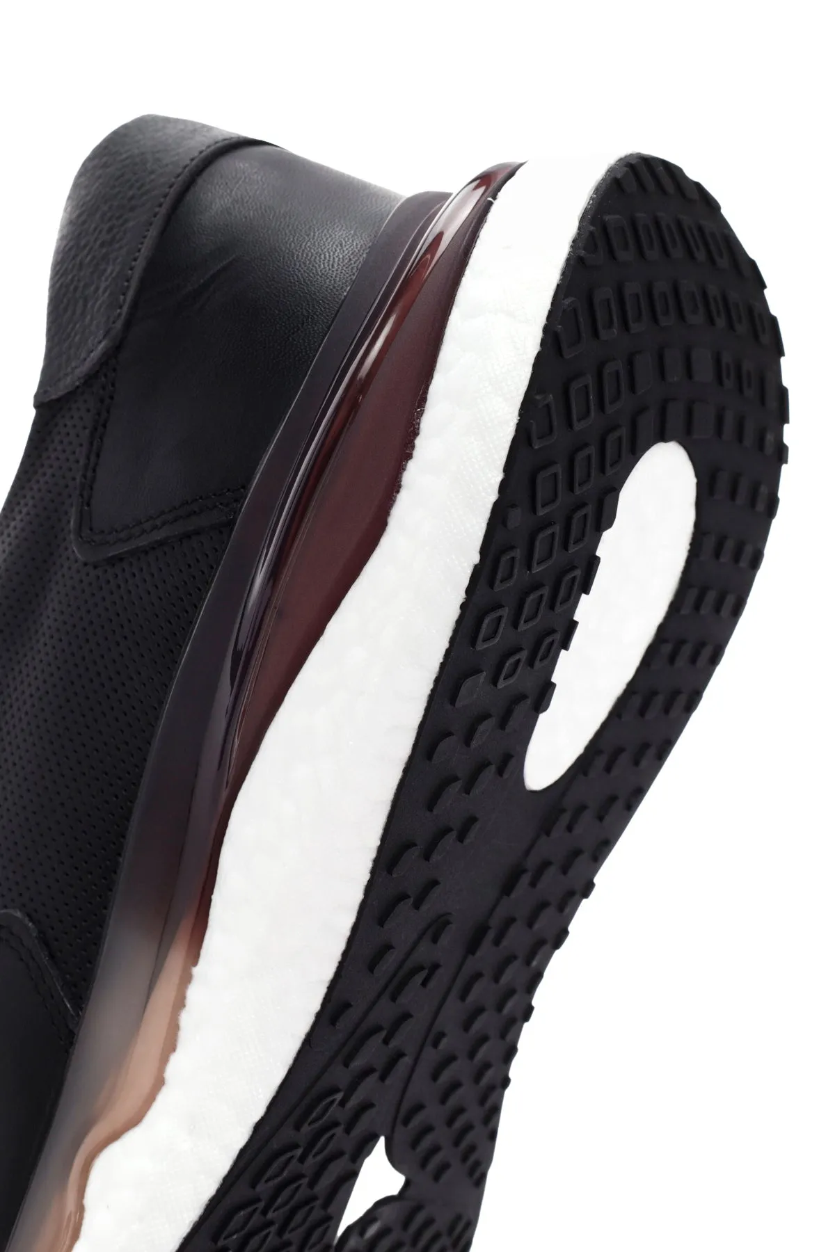 Erkek Siyah Bağcıklı Kalın Tabanlı Deri Casual Sneaker