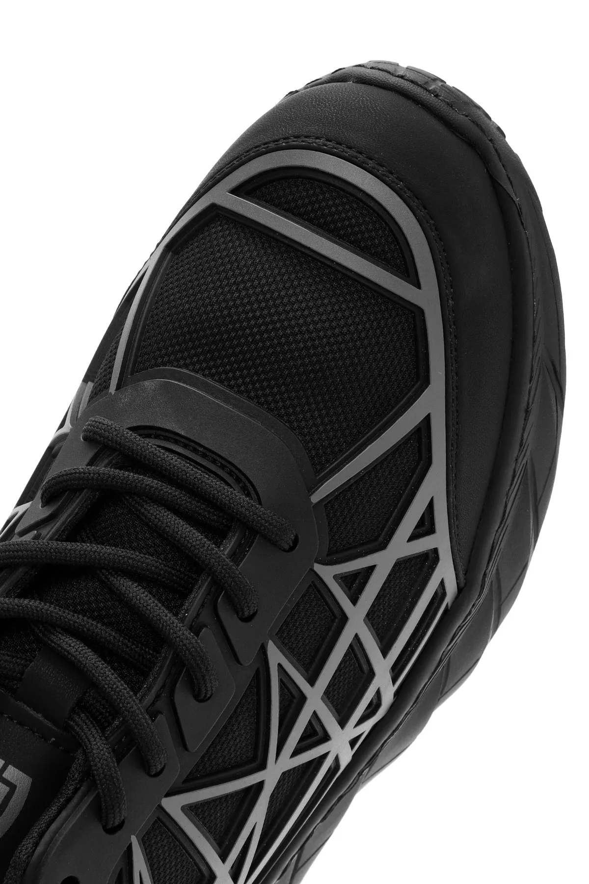 Erkek Siyah Bağcıklı Kalın Tabanlı Kumaş Sneaker