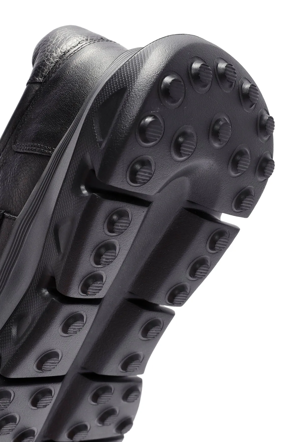 Erkek Siyah Bantlı Deri Sneaker